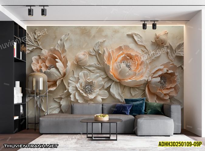Tranh dán tường Hoa 3D- ADHH3D250109--09P - Tranh tường chất lượng cao